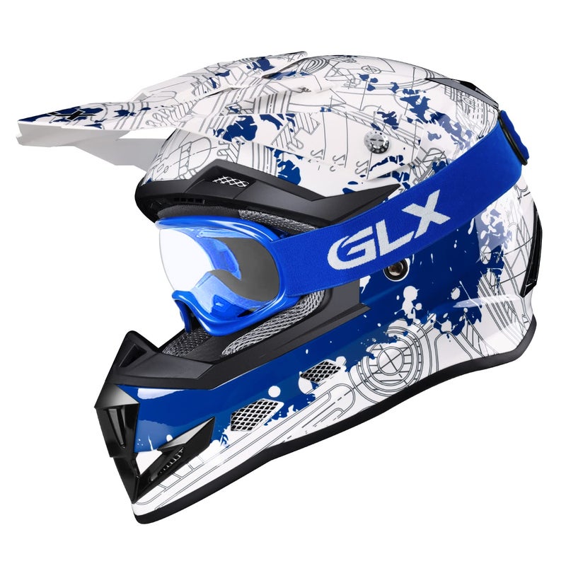 GLX GX623 Youth ATV/Dirt Bike Helmet Combo - Modern, X-Large - DOT - Image 2